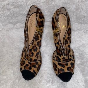 Colin Stuart leopard print (brown, tan, black and gold stilettos. size 10
